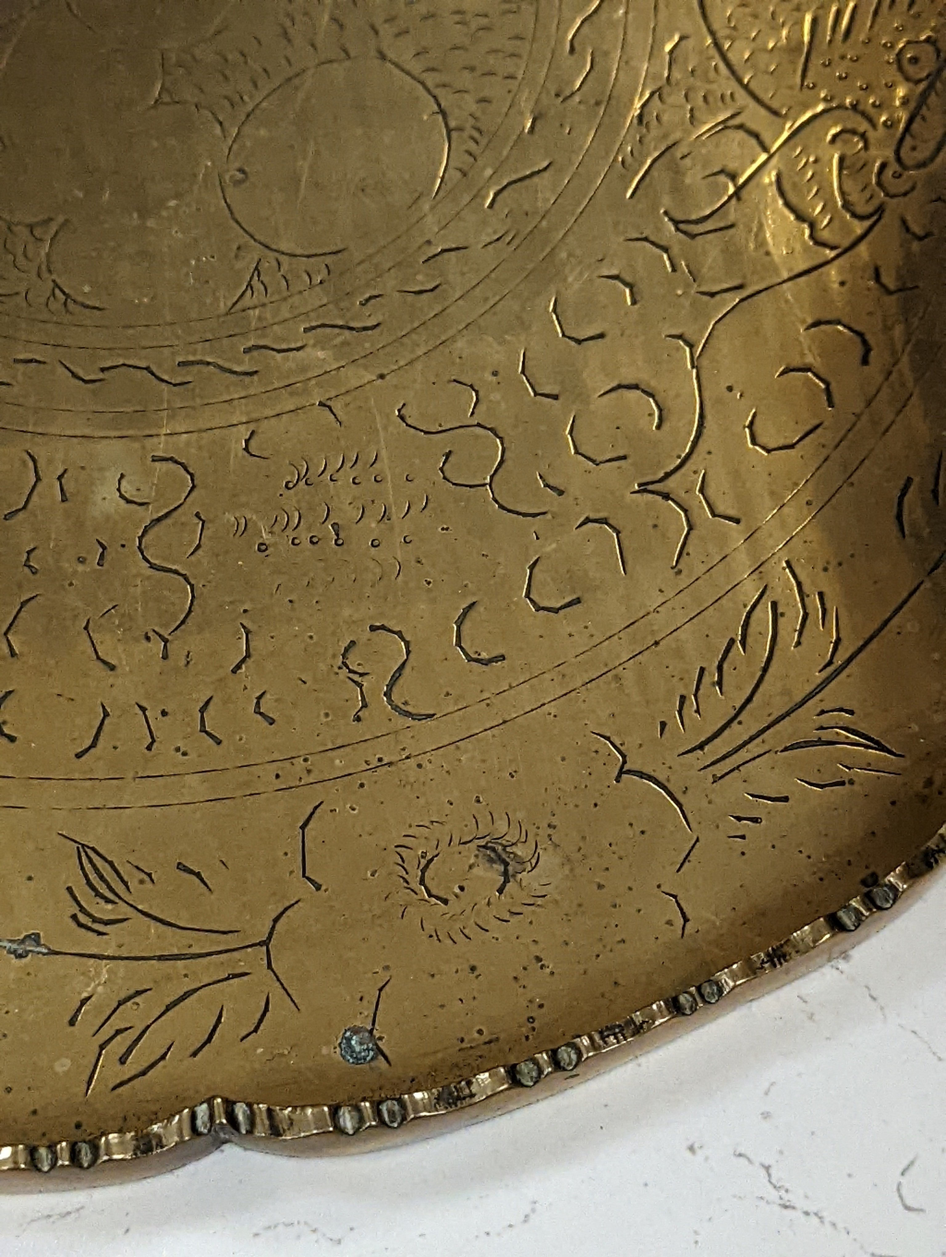 Two early 20th century Chinese bronze vases and tray, 35cm diam.